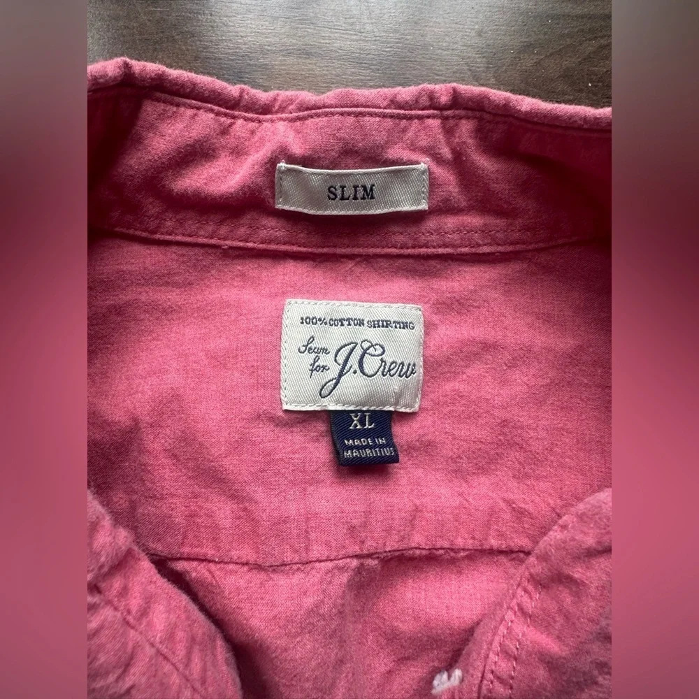 J.Crew Slim Fit Pink Coral Button Down Shirt XL 100% Cotton Preppy - Picture 3 of 3